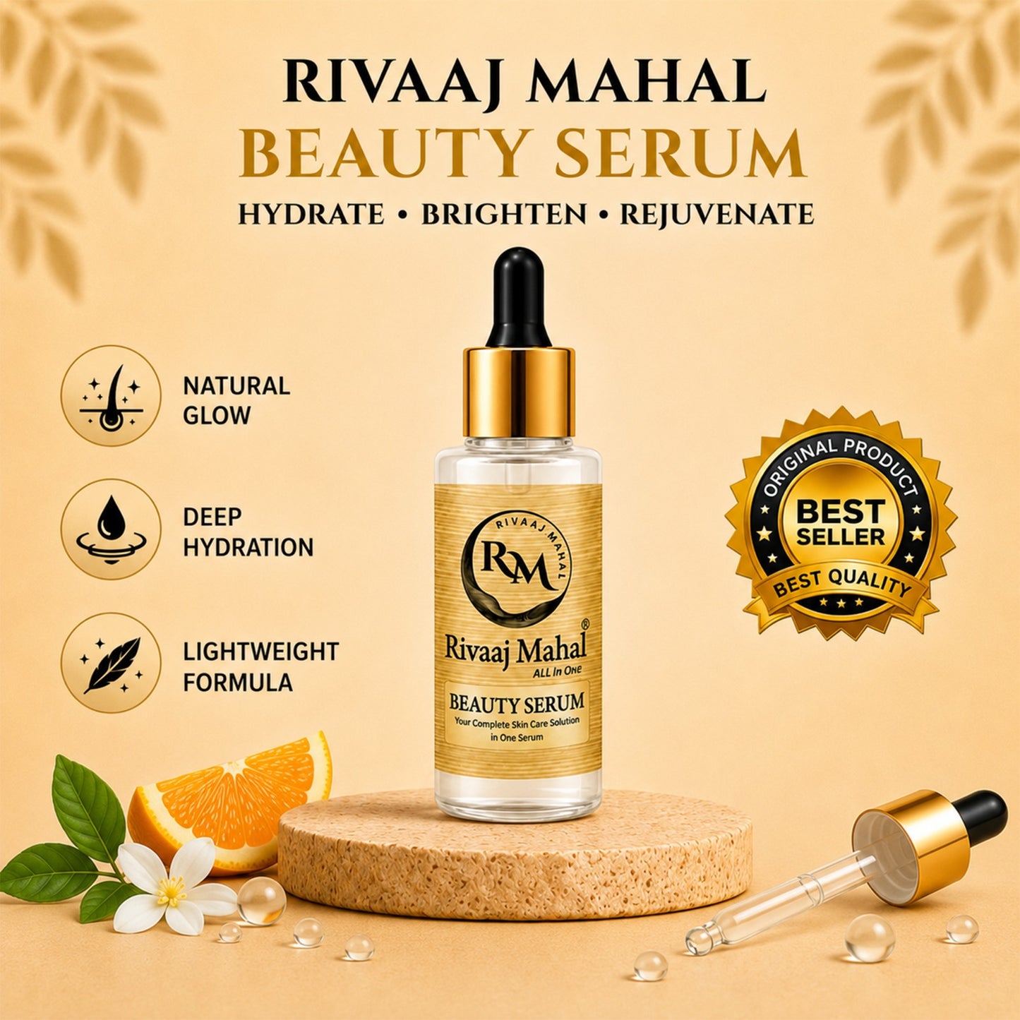 Rivaaj Mahal All In One Beauty Serum – Hydrate, Brighten & Rejuvenate | 30ml
